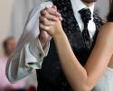 Bride and groom dancing their first dance.